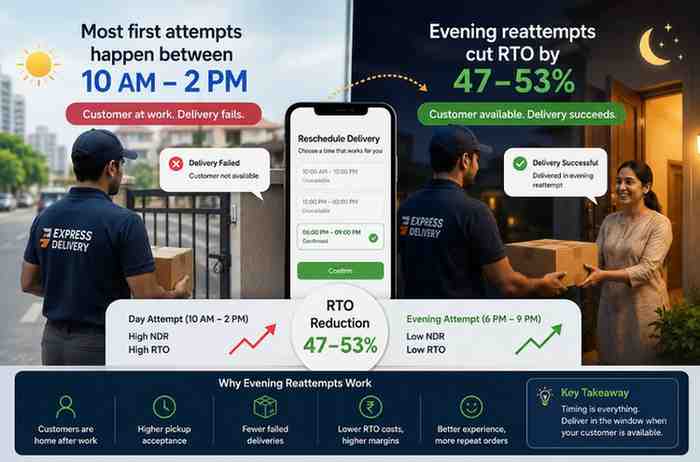 Why Evening Delivery Reattempts Cut RTO by 47–53%